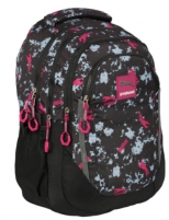 Ghiozdan GREYHOUND cu 3 compartimente si buzunar exterioar cu fermoar 46 x 34 x 27 cm NEGRU cu ROZ