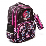 Ghiozdan cu 3 compartimente si penar, model MUSIC. Capacitate 20L, dimensiune 46 x 34 x 24cm.