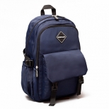 Ghiozdan cu 3 compartimente, albastru, fermoare metalice, spate si bretele intarite, buzunare laterale pentru sticla de apa, maner de sustinere intarit si buretat, compartiment pentru carti si caiete in interior. Capacitate 24L dimensiune 44x 34 x 24 cm. 