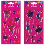 Stickere decorative modele PARTY,  2 coli pe blister, dimensiune stickere 23x30mm si 20x35mm.