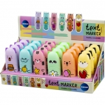 Text marker, evidentiator MINI PISICUTE PASTEL, varf tesit 1-5mm, culori asortate pe display. 24buc/display.