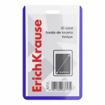 Ecuson vertical, dimensiune 54x90 mm, carcasa transparenta cu marginile cauciucate de culoarea albastra. 