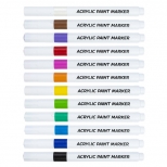 Set 12 markere acrylice, potrivite pentru desen si scriere pe diferite materiale. 