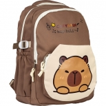 Ghiozdan cu 3 compartimente, model Capybara, dimensiune 43x30x18 cm