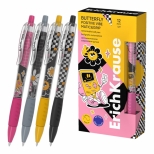 Pix retractabil ErichKrause Butterfly Matic&Grip Positive Vibe 0.7, tehnologie Super Glide, culoare cerneală: albastră (cutie 12 buc.)