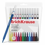 Carioci cu vârf fibros ErichKrause light 12 culori (în pungă PVC cu agățătoare 12 buc)