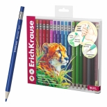 Creioane mecanice hexagonale ErichKrause Safari 18 culori, mină de 3 mm (în cutie PET cu agățătoare 18 buc)